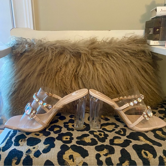 Olivia & Kate clear double strap rhinestone sandals - Picture 6 of 8